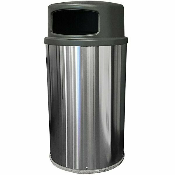 Wausau Tile MF3450 36 Gallon Stainless Steel Round Trash Receptacle with Plastic Dome Lid 676MF3450